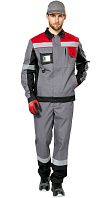Куртка мужская рабочая летняя для ИТР 'Виват' серо-черно-красная